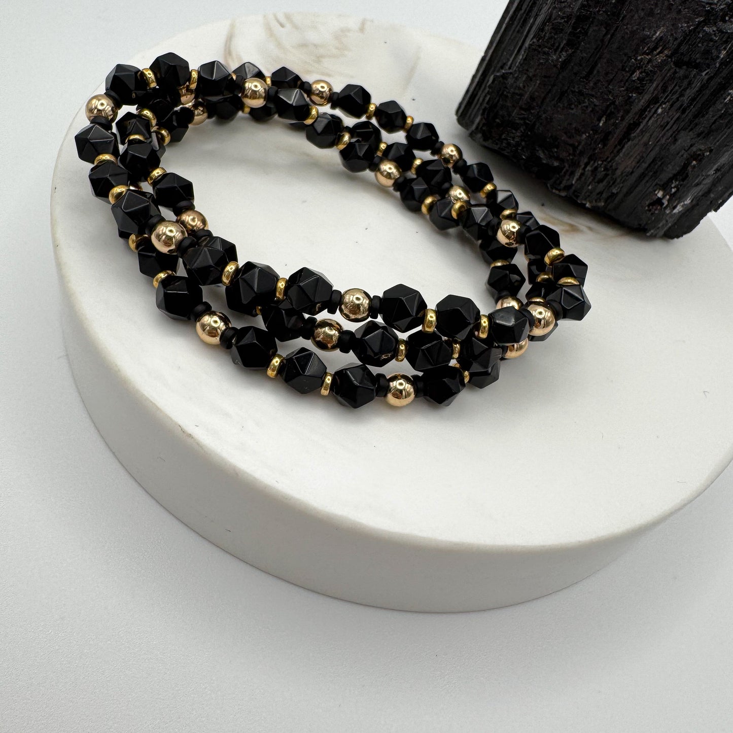 Quiet Power (Starcut Black Onyx Beaded Bracelet 6mm)