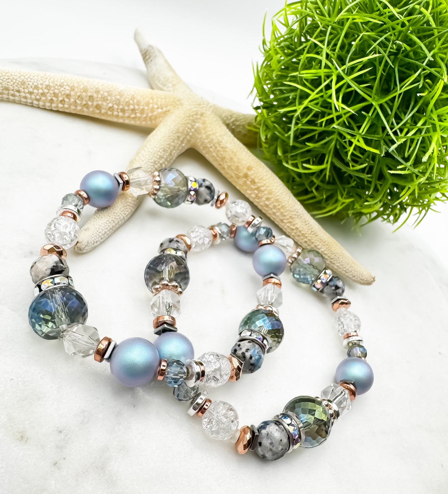 Starlit Tide | K2 Jasper & Swarovski Pearl Bracelet