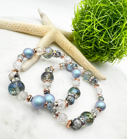Starlit Tide | K2 Jasper & Swarovski Pearl Bracelet
