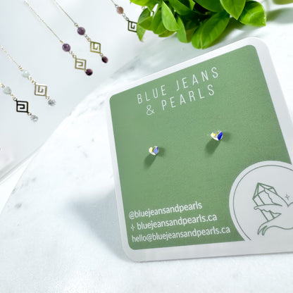 Mini Heart Stud (Aurora Borealis)