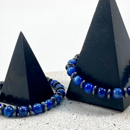 Men’s Blue Kyanite, Shungite & Hematite Bracelet