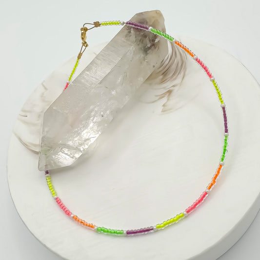 Neon Rainbow - Miyuki Anklet (Gold & Pearl Accents)