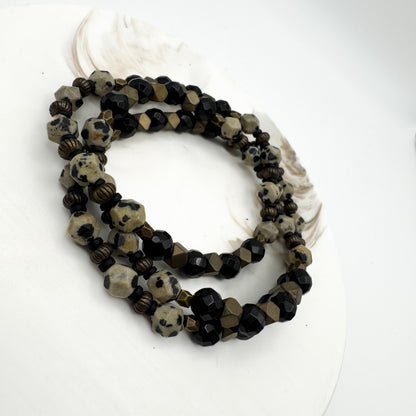 Parallel Path | Dalmatian Jasper & Black Onyx Bracelet | Grounding, Joy & Resilience