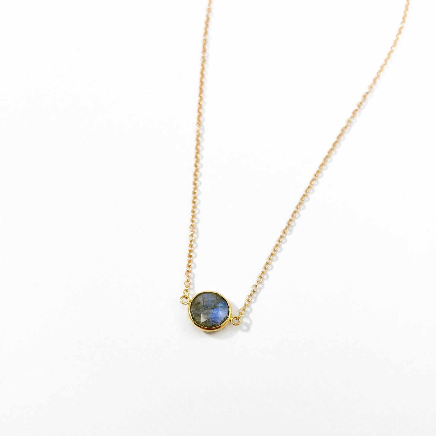Labradorite Round Connector Necklace (Gold)