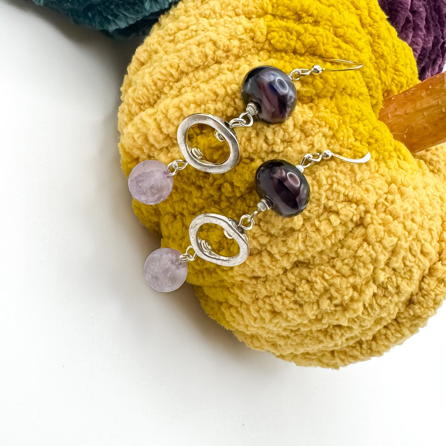 Moonlit Mirage — Purple Fire-Blown Glass + Frosted Quartz