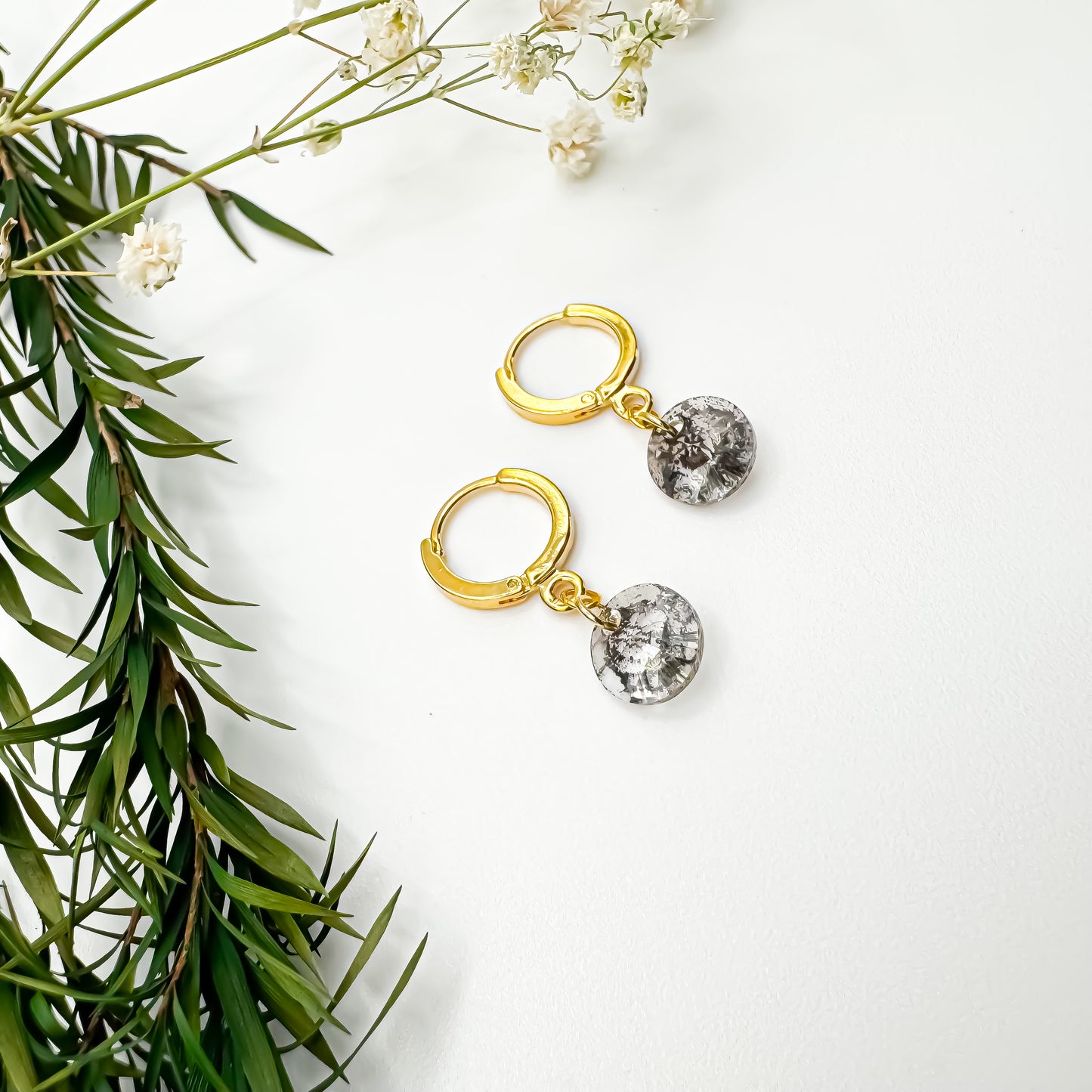 Here N There Hoops (Charcoal Shimmer & Gold)