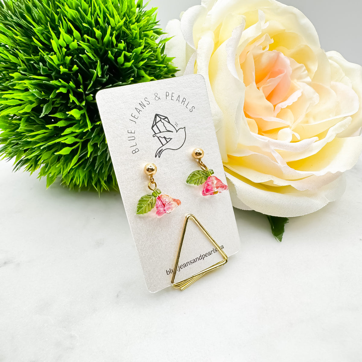 Forever Flowers Earrings with 14K Gold Posts (Fuschia Fire)