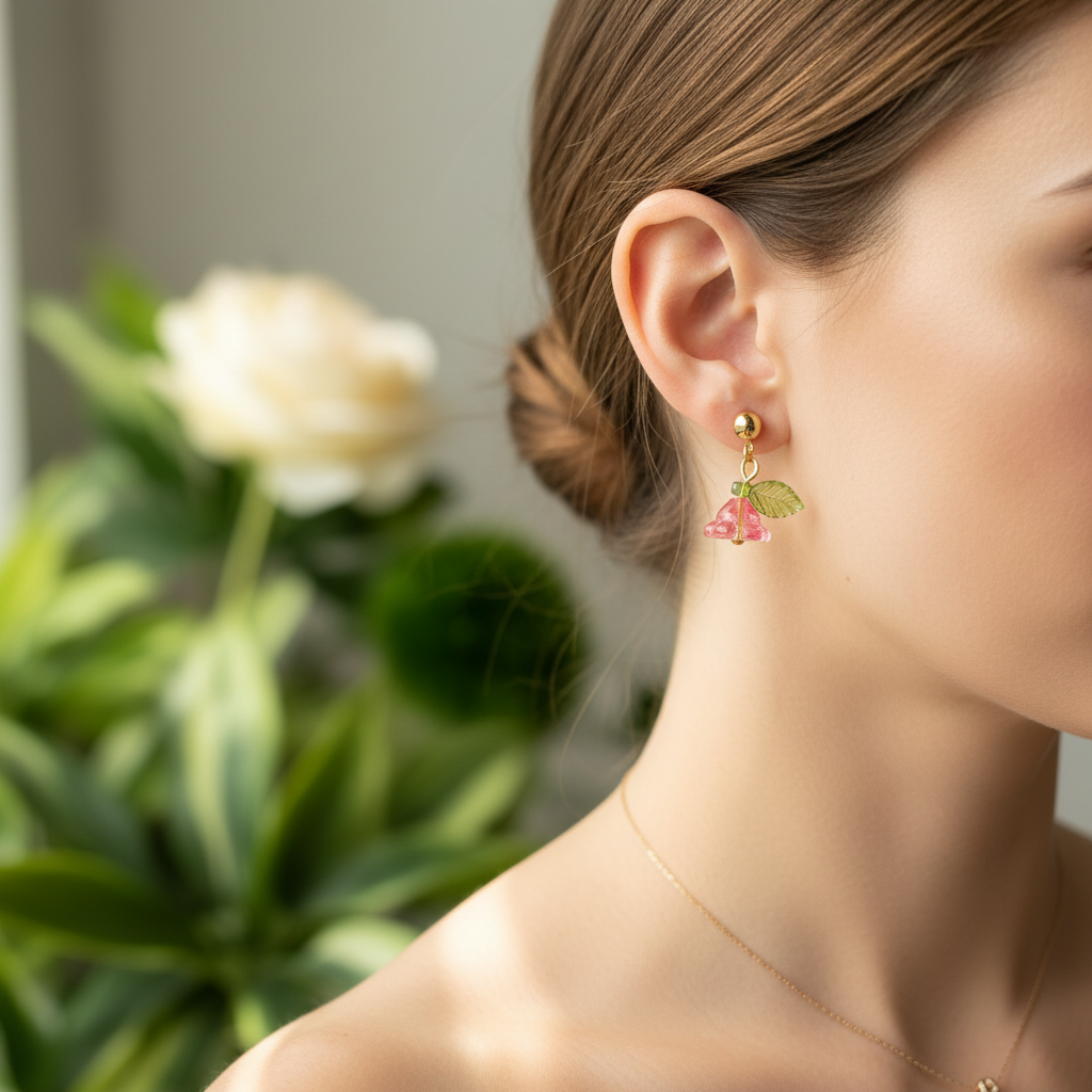 Forever Flowers Earrings with 14K Gold Posts (Fuschia Fire)