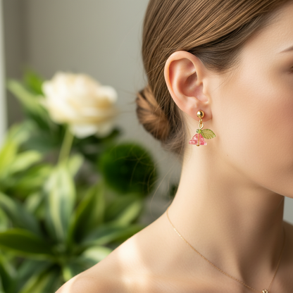 Forever Flowers Earrings with 14K Gold Posts (Fuschia Fire)