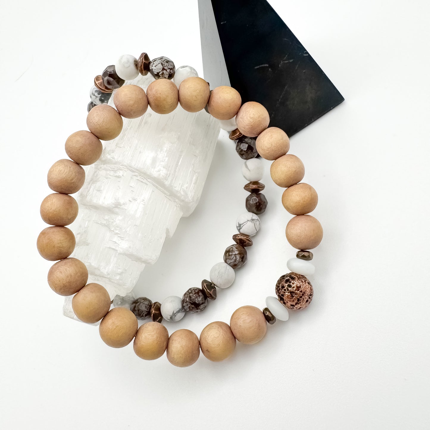 Grounding Meets Clarity | Obsidian, Howlite & Copper Men’s Bracelet