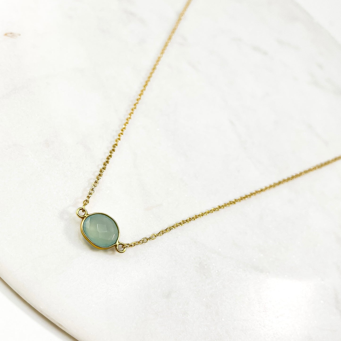 Mint Amazonite Oval Connector Choker (Gold)