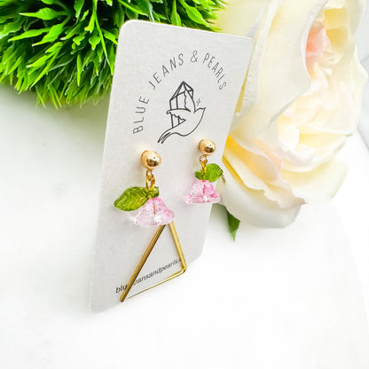 Forever Flowers Earrings with 14K Gold Posts (Poppy Pink)