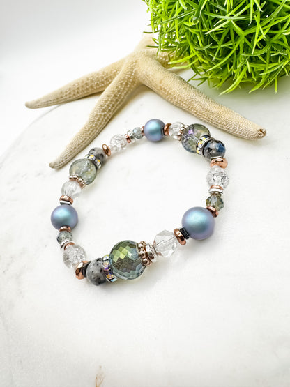 Starlit Tide | K2 Jasper & Swarovski Pearl Bracelet
