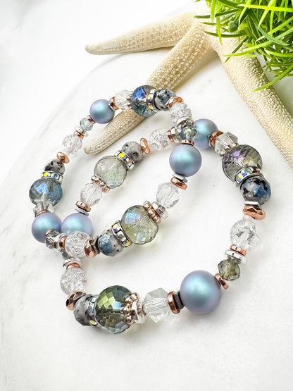 Starlit Tide | K2 Jasper & Swarovski Pearl Bracelet