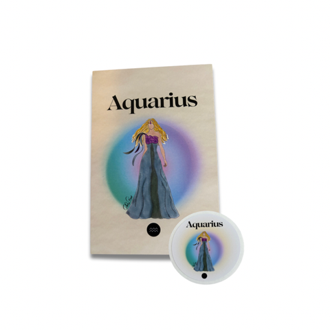 Zodiac Signs: Postcard & Sticker - Aquarius