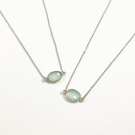 Mint Amazonite Oval Connector Choker (Silver)