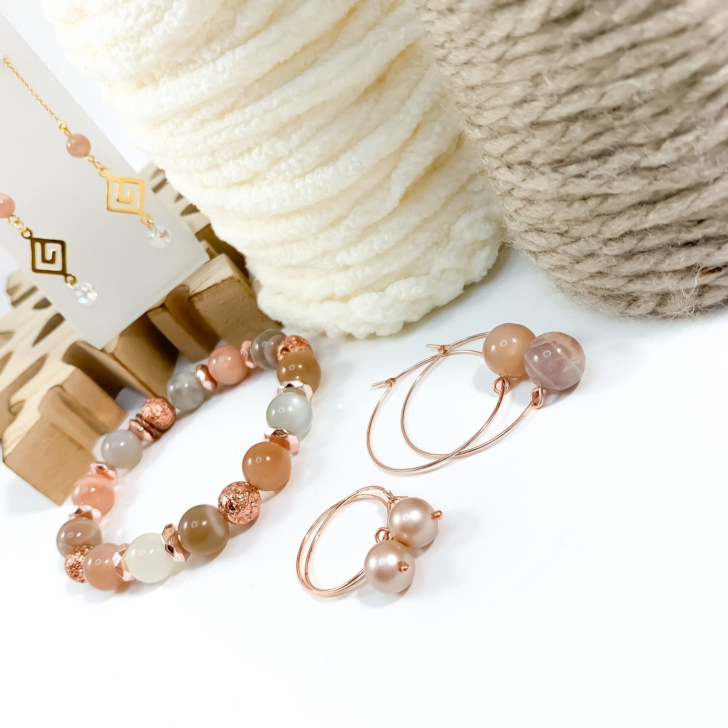 Rose Gold Drop Hoops (lg)