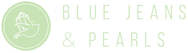 Blue Jeans and Pearls logo, handmade jewelry Regina Saskatchewan