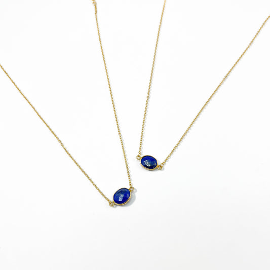Lapis Lazuli Oval Connector Choker (Gold)