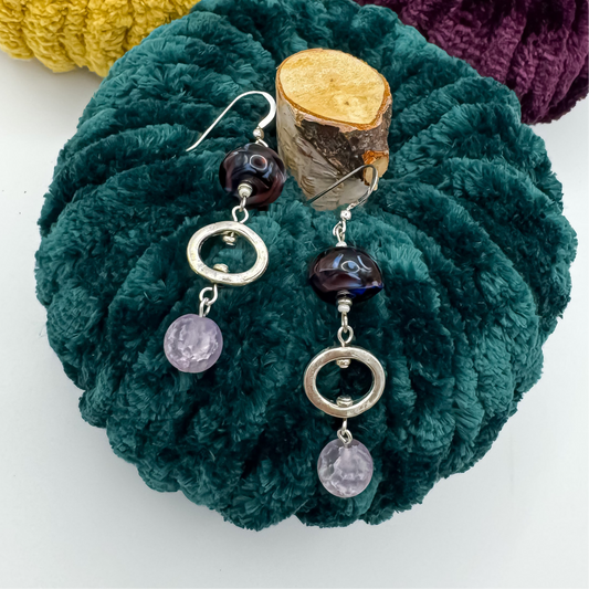 Moonlit Mirage — Purple Fire-Blown Glass + Frosted Quartz