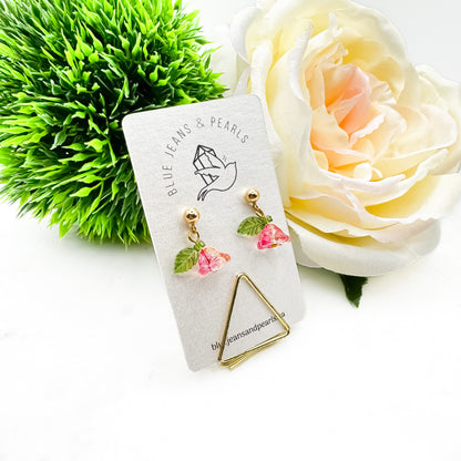 Forever Flowers Earrings with 14K Gold Posts (Fuschia Fire)