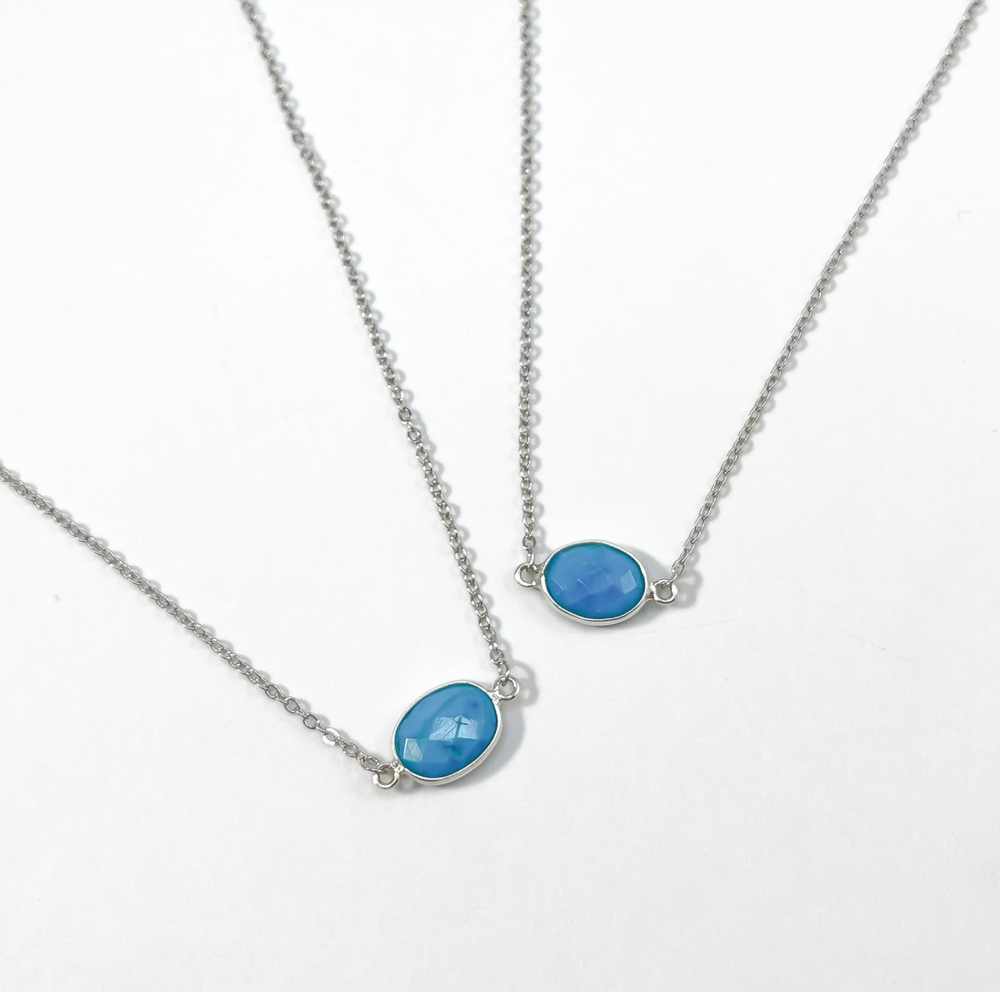 Turquoise Oval Connector Choker (Silver)