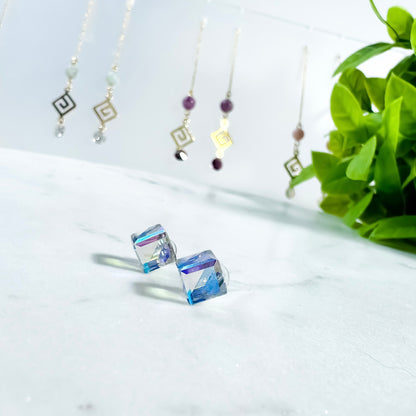 Vibrant Aurora Cube Stud