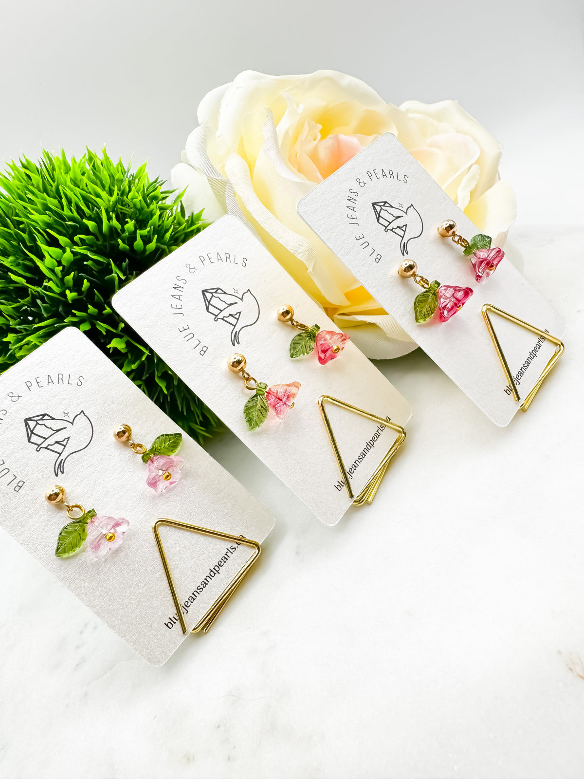 Forever Flowers Earrings with 14K Gold Posts (Fuschia Fire)