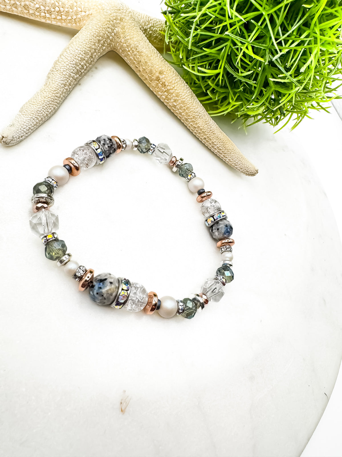 Starlit Whisper | K2 Jasper & Swarovski Pearl Bracelet
