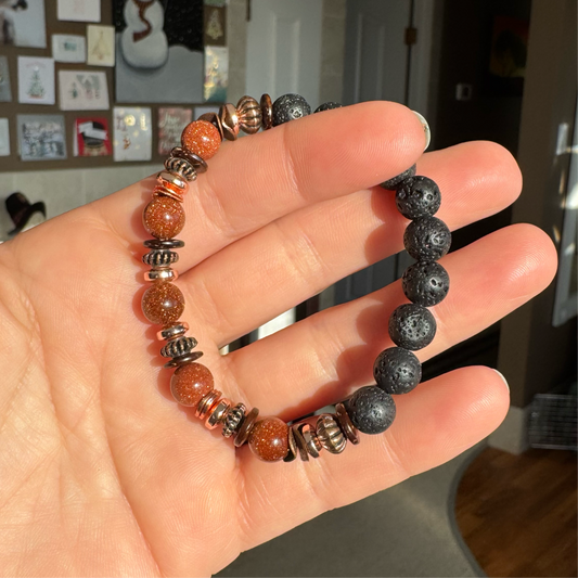 Goldstone & Coppers Diffuser Bracelet