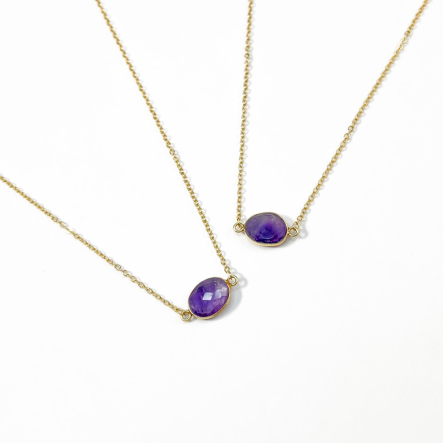 Amethyst Oval Connector Choker (Gold)
