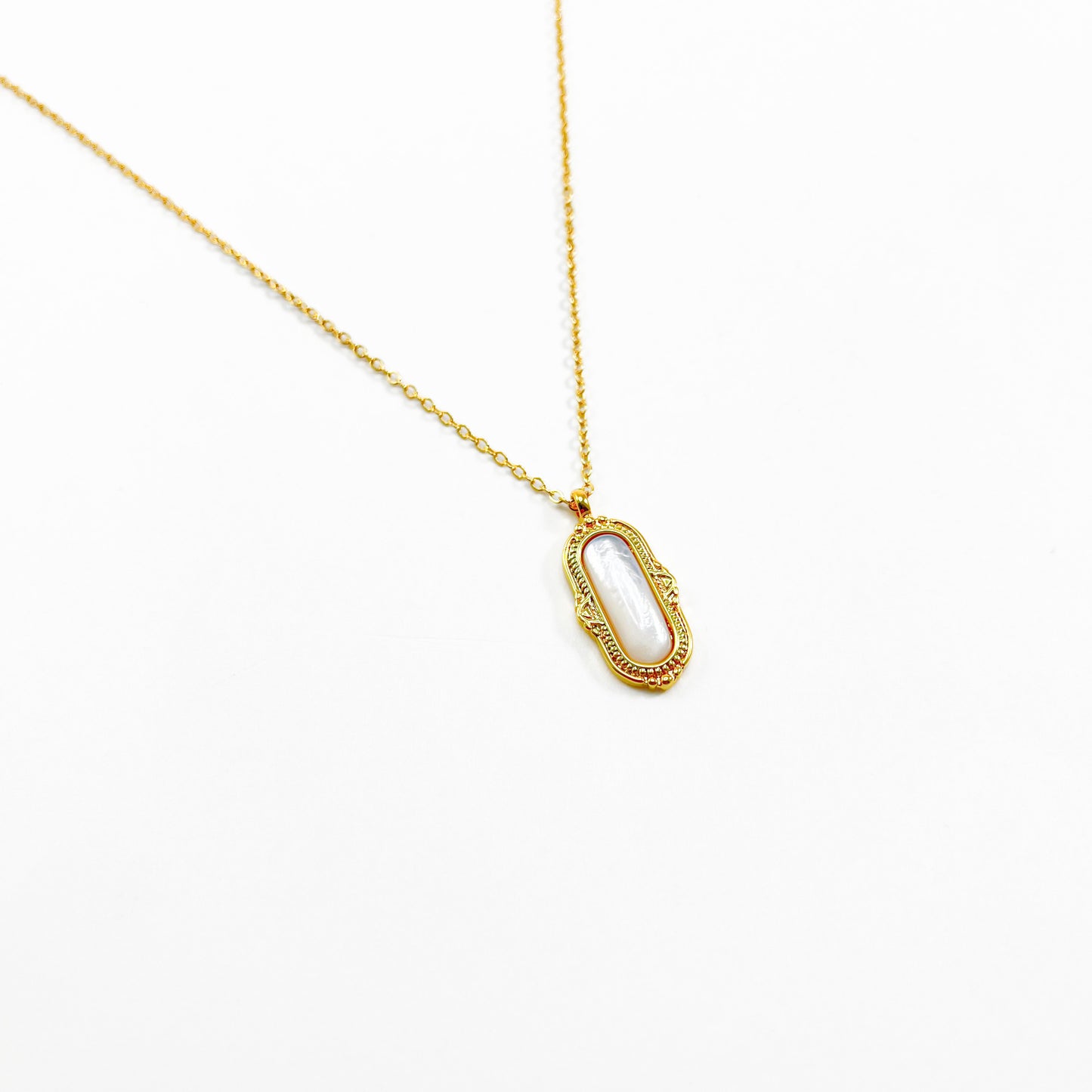 ‘Pearl’ Oval Drop Necklace