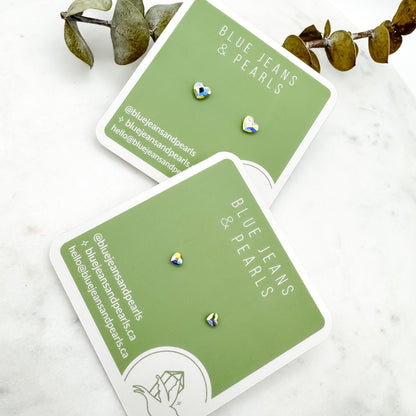 Mini Heart Stud (Aurora Borealis)