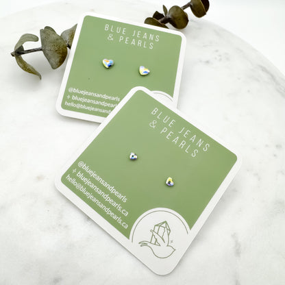 Mini Heart Stud (Aurora Borealis)