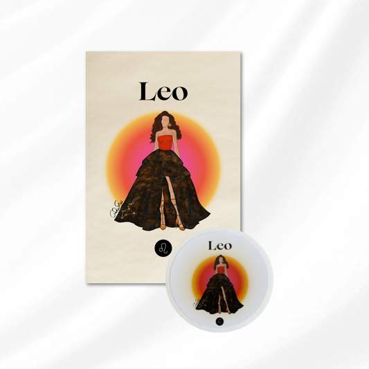 Zodiac Signs: Postcard & Sticker - Leo