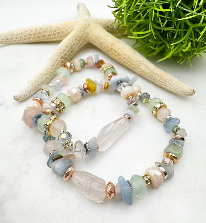 Rose Quartz Luxury Gemstone Bracelet | Silver or Gold Forward