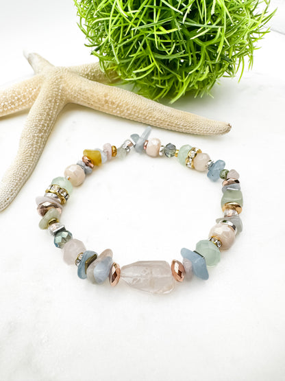 Rose Quartz Luxury Gemstone Bracelet | Silver or Gold Forward