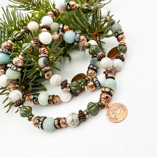Soft Horizons Bracelet | Amazonite, Riverstone & Copper Accents