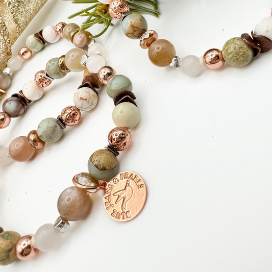 Held in Quiet Light Bracelet | Moonstone, Aqua Terra Jasper & Rose Quartz