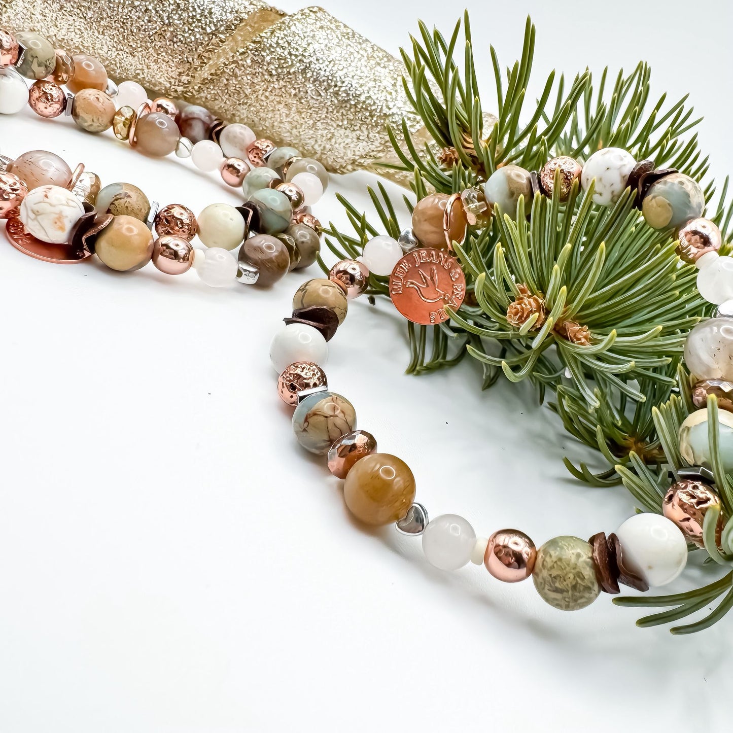 Held in Quiet Light Bracelet | Moonstone, Aqua Terra Jasper & Rose Quartz