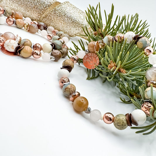 Held in Quiet Light Bracelet | Moonstone, Aqua Terra Jasper & Rose Quartz