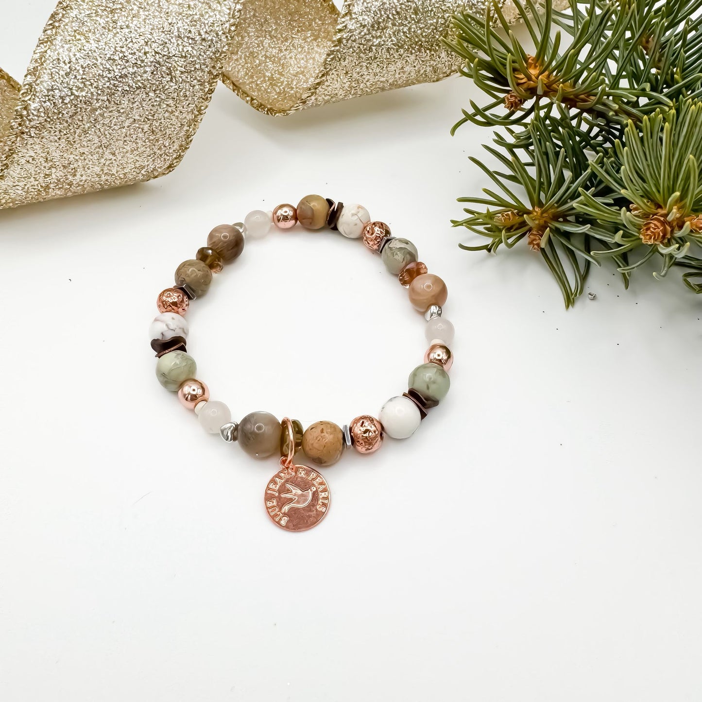 Held in Quiet Light Bracelet | Moonstone, Aqua Terra Jasper & Rose Quartz