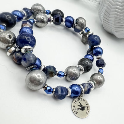 Midnight Stillness Bracelet | Sodalite, Geode Druzy & Hematite