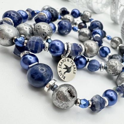 Midnight Stillness Bracelet | Sodalite, Geode Druzy & Hematite