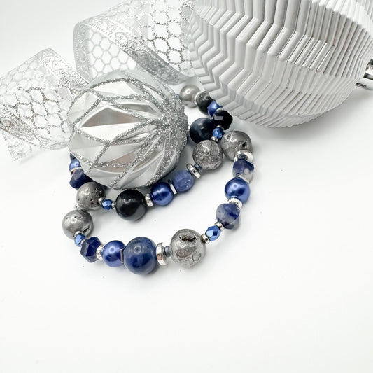 Midnight Stillness Bracelet | Sodalite, Geode Druzy & Hematite