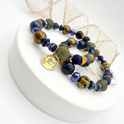 Between Stars (Subdued Sparkle) Bracelet | Sodalite, Geode Druzy & Hematite