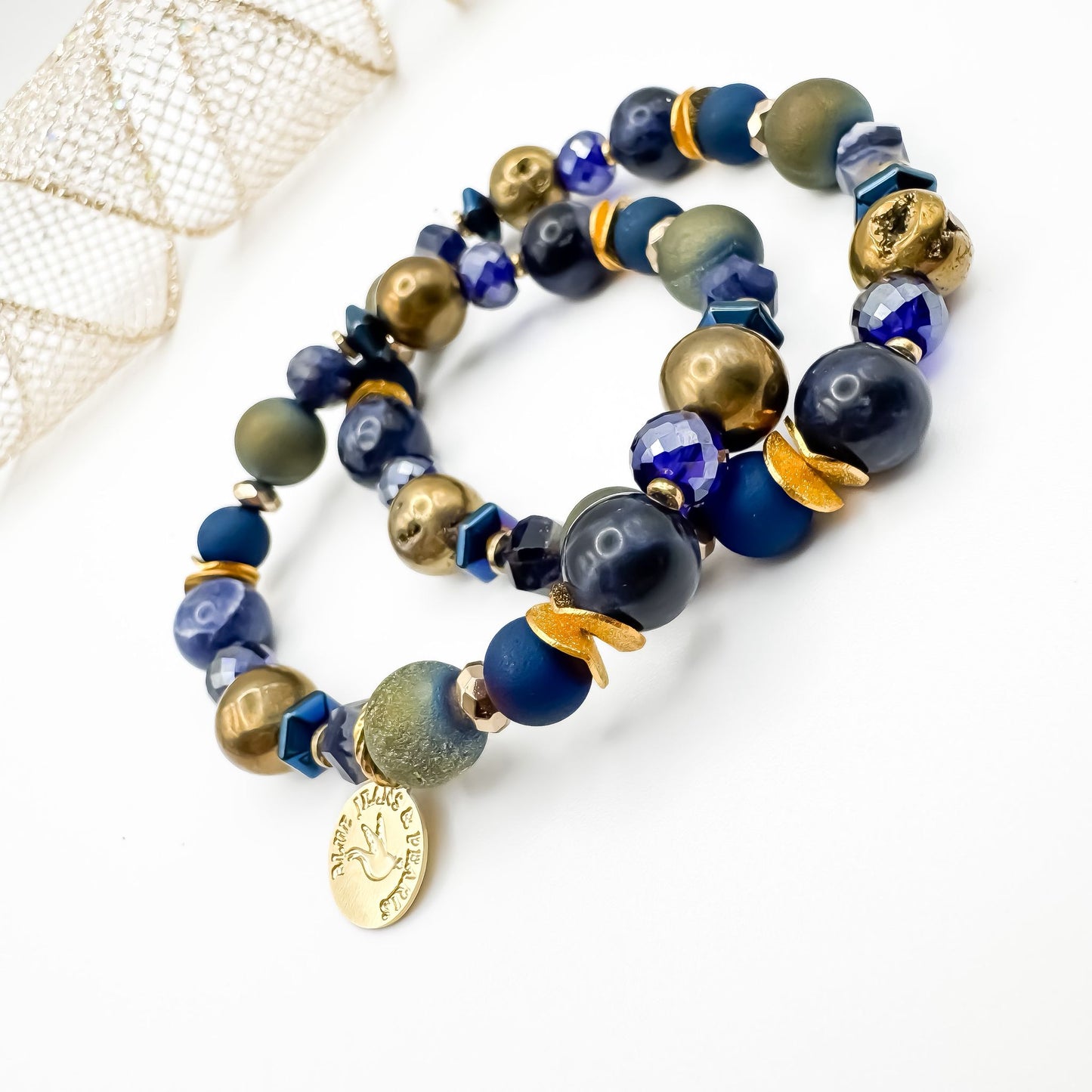 Between Stars (Subdued Sparkle) Bracelet | Sodalite, Geode Druzy & Hematite