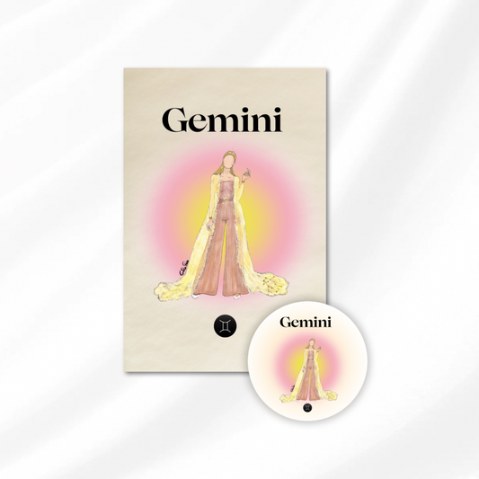 Zodiac Signs: Postcard & Sticker - Gemini