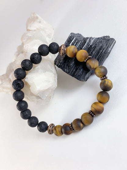 Men’s Tiger’s Eye & Lava Stone Diffuser Bracelet