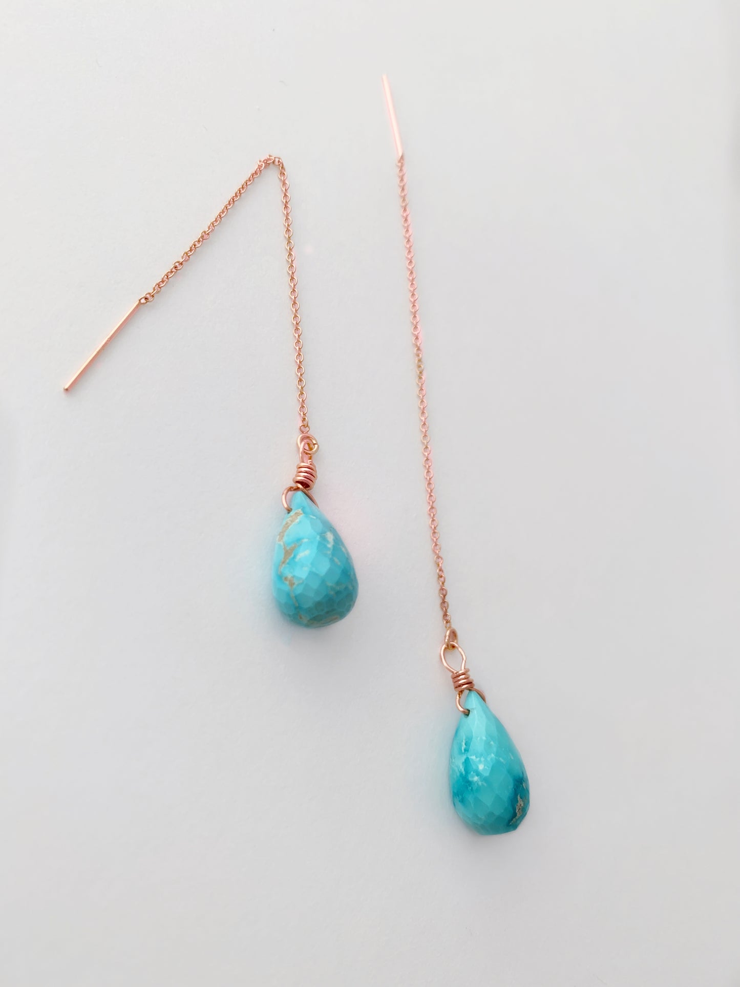 Genuine Turquoise & Rose Gold Threader